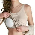 thumbnail image 3 of Ribbed Cotton Tank Top with Built in Bra for Women Shelf Bra Camisole Tops Workout Tops Cami Bra Padded Tank Top Sports Bras Beige S, 3 of 7