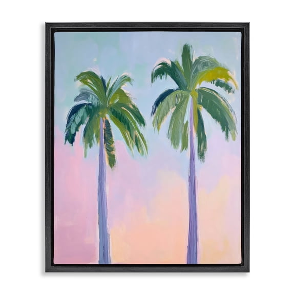 Stupell Industries Coastal Pastel Skies And Palms Black Floating Frame Canvas Art, 17 x 21, by LSR Design Studio