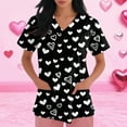 thumbnail image 3 of Valentines Scrubs Top for Women Plus Size Casual V Neck Cute Love Hearts Graphic Scrubs Hoilday Short Sleeve Scrub Shirts Medical Nurse Workwear Nursing Uniform with Pockets Black 3XL, 3 of 5