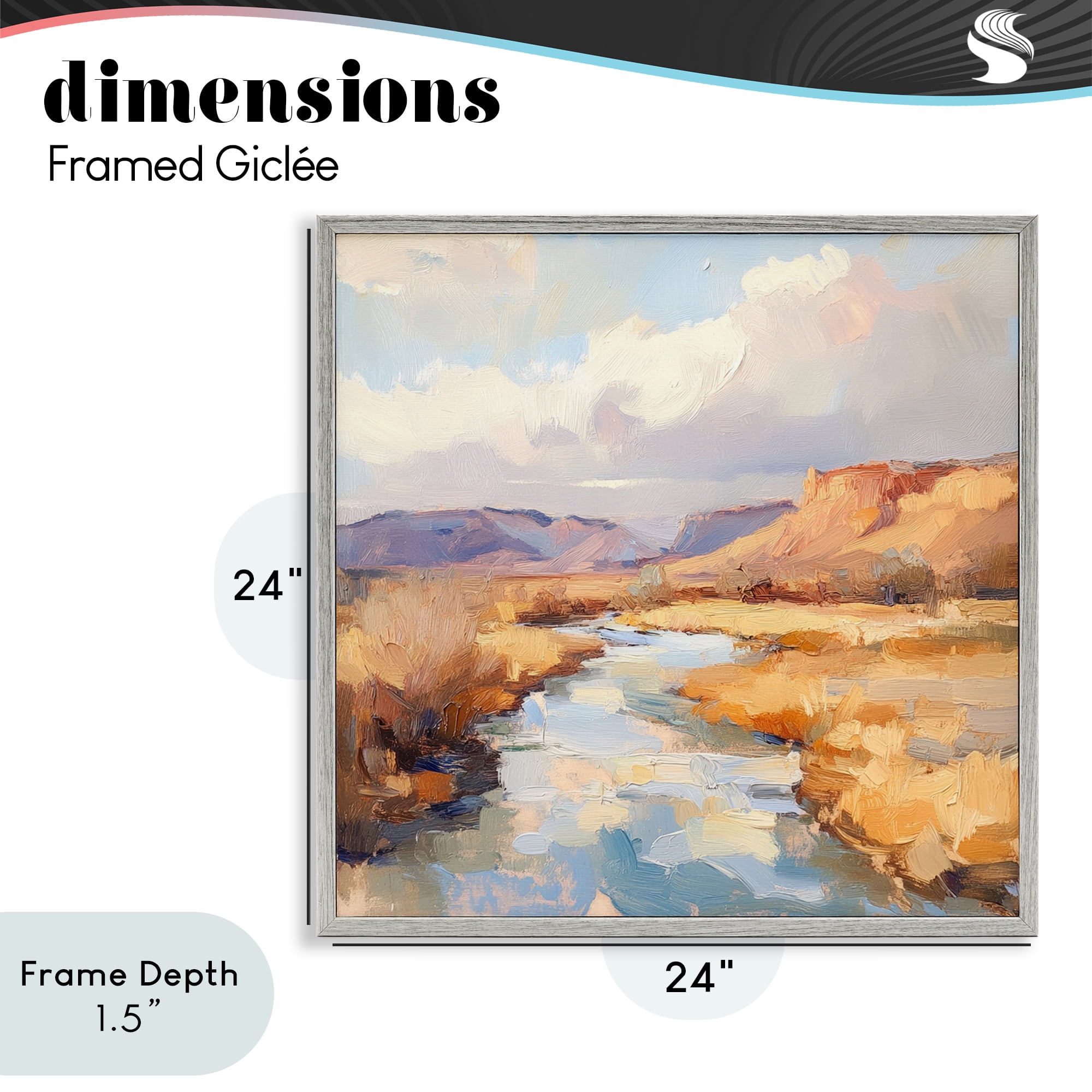 Stupell Industries Plateau River Evening Glow Gray Framed Giclee Art, design by Petal Prints Design