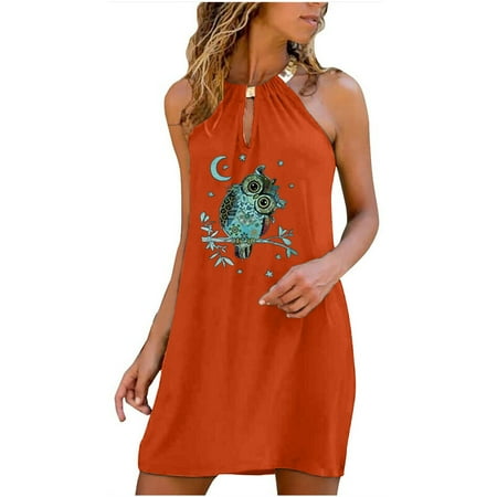 

Maternity Dress White Dress Women s Dress Casual O- Neck Summer Floral Printing Sleeveless Dresses Summer Savings Clearance 2022 Cocktail Dresses for Women Evening Party Midi Dresses Orange S