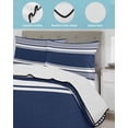 thumbnail image 4 of Quilts Twin-XL Size Bedding Set, Farmhouse Navy Blue Lightweight Quilted Comforter, Farmhouse Blue Line Striped Soft Reversible Bedspread Coverlet with Pillow Covers for All Season, 68" x 98", 4 of 7