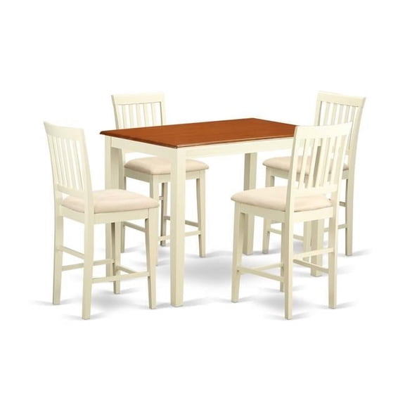 Counter Height Dining Room Table & 4 Chair, White Finish