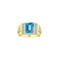 thumbnail image 1 of RYLOS Men's Rings 14K Yellow Gold Designer Style 10X8MM Emerald Cut Shape Gemstone &  Diamonds Blue Topaz December Birthstone Rings For Men Size 11, 1 of 5