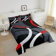 thumbnail image 3 of Geometric Circle Comforter Set Red Grey and Black Comforter Teens Geometry Bedding Set Breathable Abstract Art Duvet Set Modern Luxury Room Decor Quilt Set King Size, 3 of 6