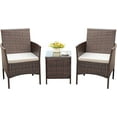 thumbnail image 2 of Homall 3 Piece Rattan Outdoor Patio Set Wicker Conversation Set with Beige Cushion Glass Coffee Table, 2 of 8