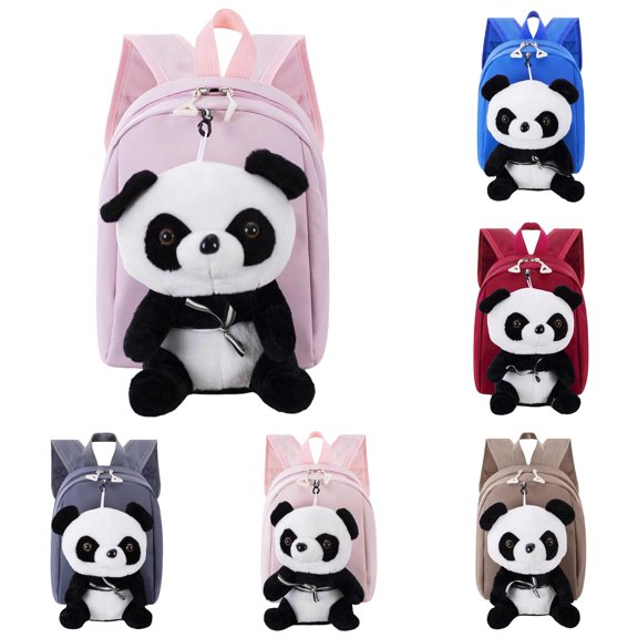 CUZIBR Toddler Backpack Plush Panda Doll Lightweight Kids Rucksack Padded Adjustable Shoulder Straps Book Bag For Boys Back To School Use