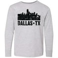 thumbnail image 3 of Inktastic Dallas Texas City Skyline with Grunge Long Sleeve Youth T-Shirt, 3 of 5