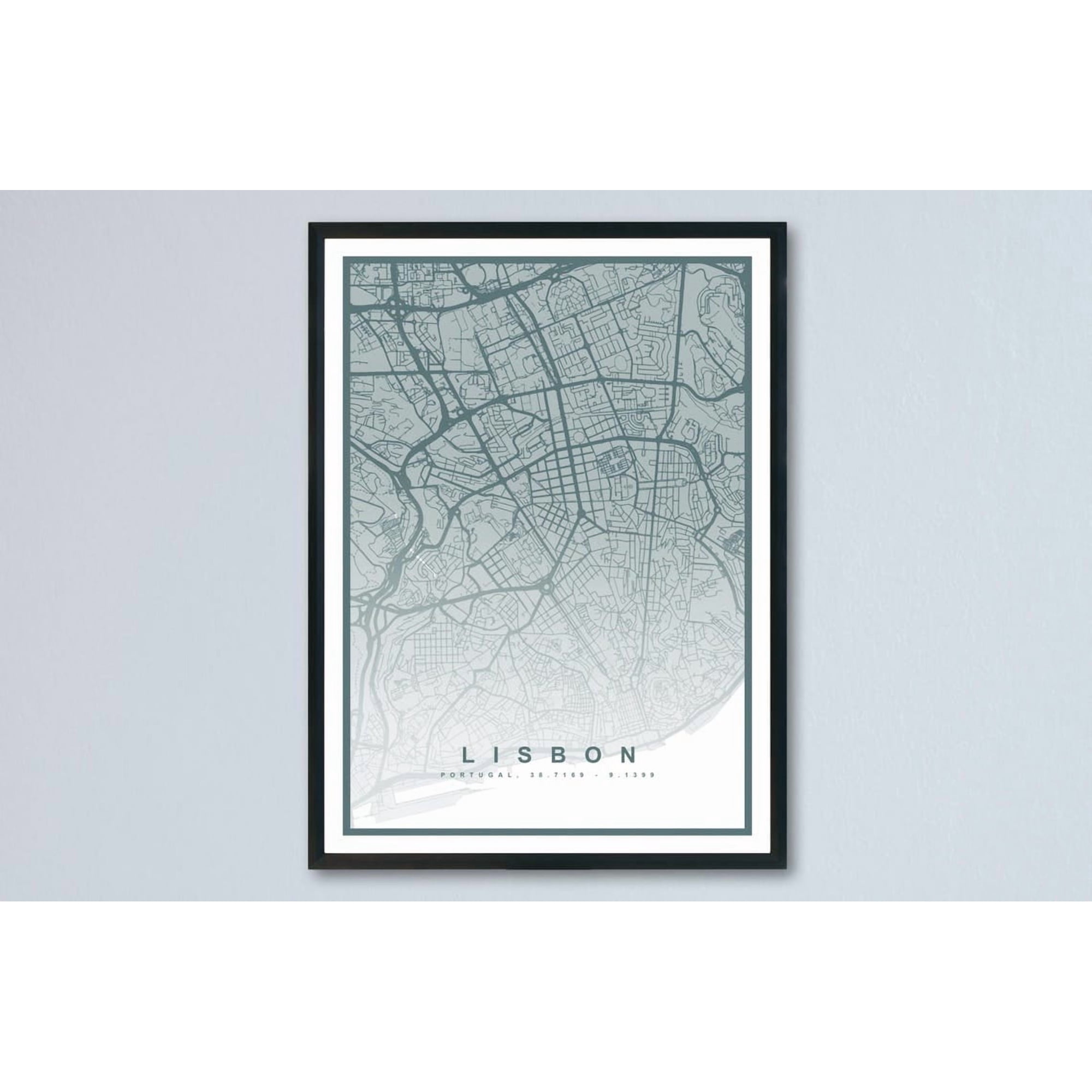 Lisbon Map City Portugal Street Urban Illustration Travel Poster Travel Inspired Home And Office Decor