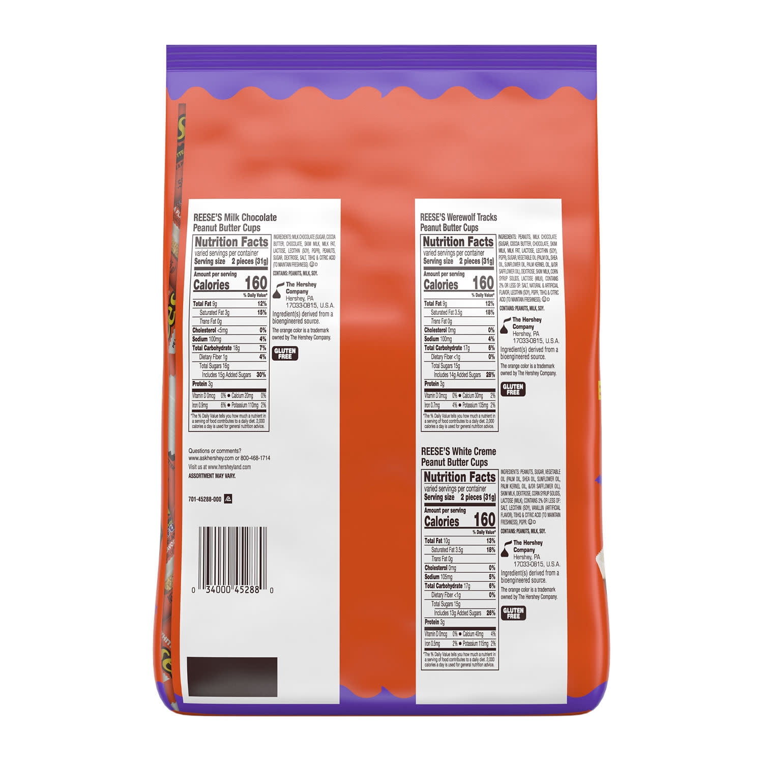 Reese's Assorted Flavored Snack Size Peanut Butter Cups Halloween Candy, Bulk Bag 35.75 oz, 65 Pieces