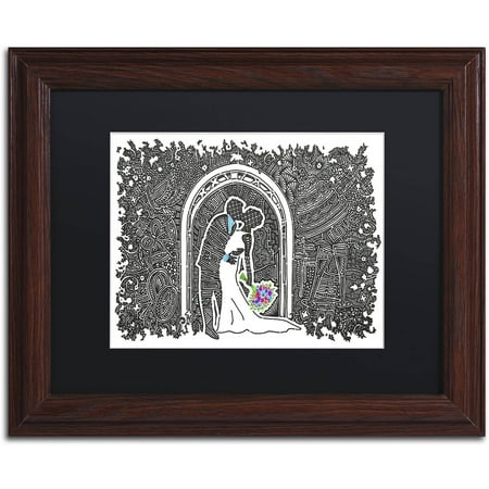 Trademark Fine Art 'Wedding Kiss' Canvas Art by Viz Art Ink, Black Matte, Wood Frame