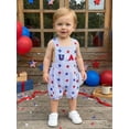 thumbnail image 3 of Cenuakty Baby 0-18M Boy 4th of July Romper Letter Embroidery Stars and Stripes Print Sleeveless Suspender Jumpsuit Overalls, 3 of 9