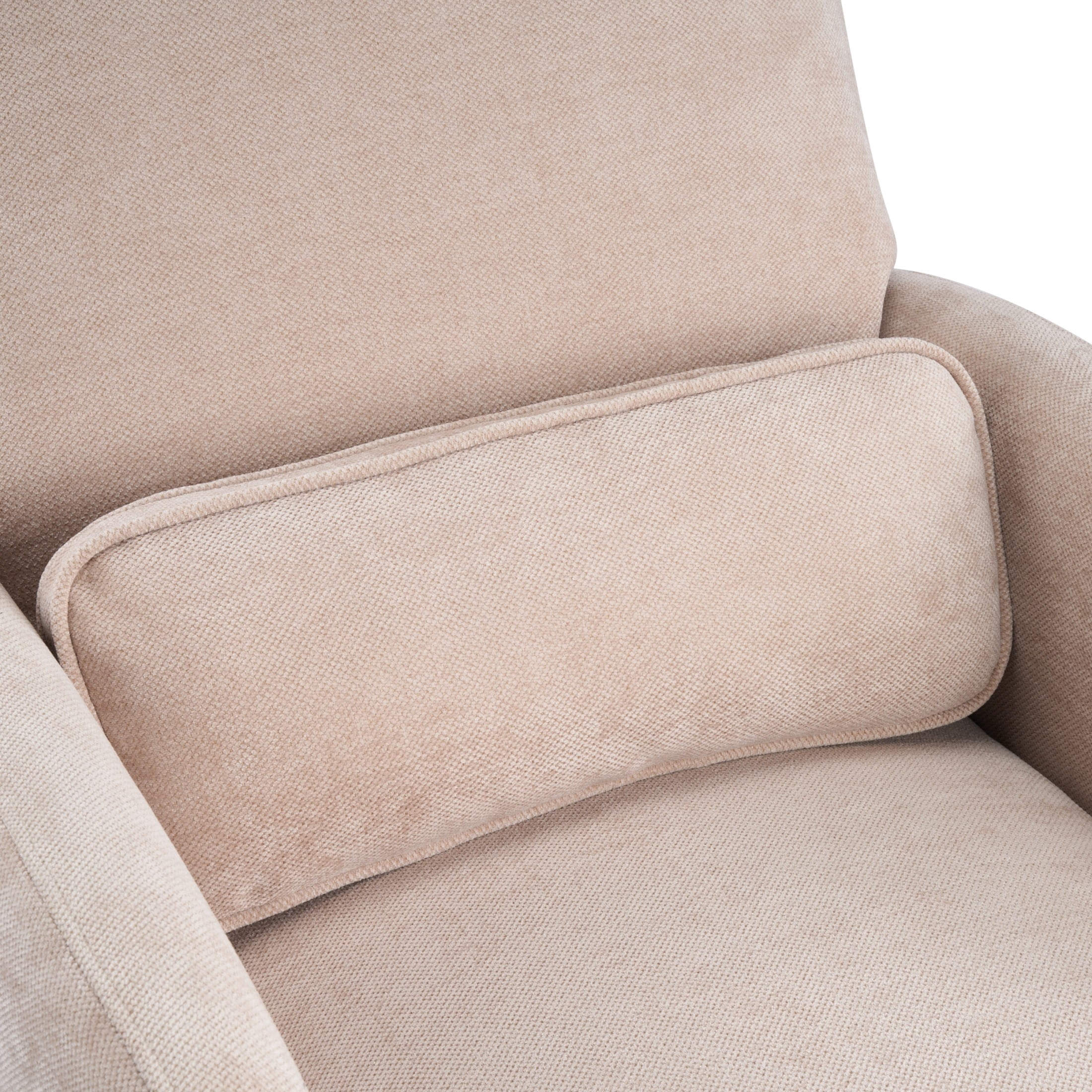 Christopher Knight Home 180° Power Swivel Recliner Chair with Wood Base and Lumbar Pillow, Almond