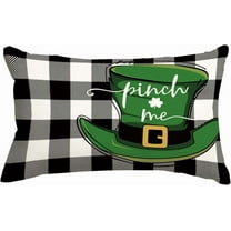 Buffalo Check ST Patricks Day Pillow Covers 12x20,Lumbar Black and White Pillows Decorative Throw Pillow Cases,Spring Lucky Shamrocks Pinch Me Decorations for Couch Sofa Outdoor Set of 1
