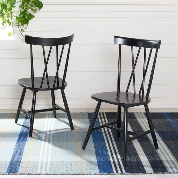 SAFAVIEH Friar Contemporary Dining Chair, Black, Set of 2 (21 in. W x D x 36 in. H)