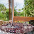 thumbnail image 2 of Ambesonne Ethnic Fitted Round Tablecloth, Oriental Boho Flower Pattern, 45"- 56" Diameter, Burgundy Eggshell Indigo, 2 of 5