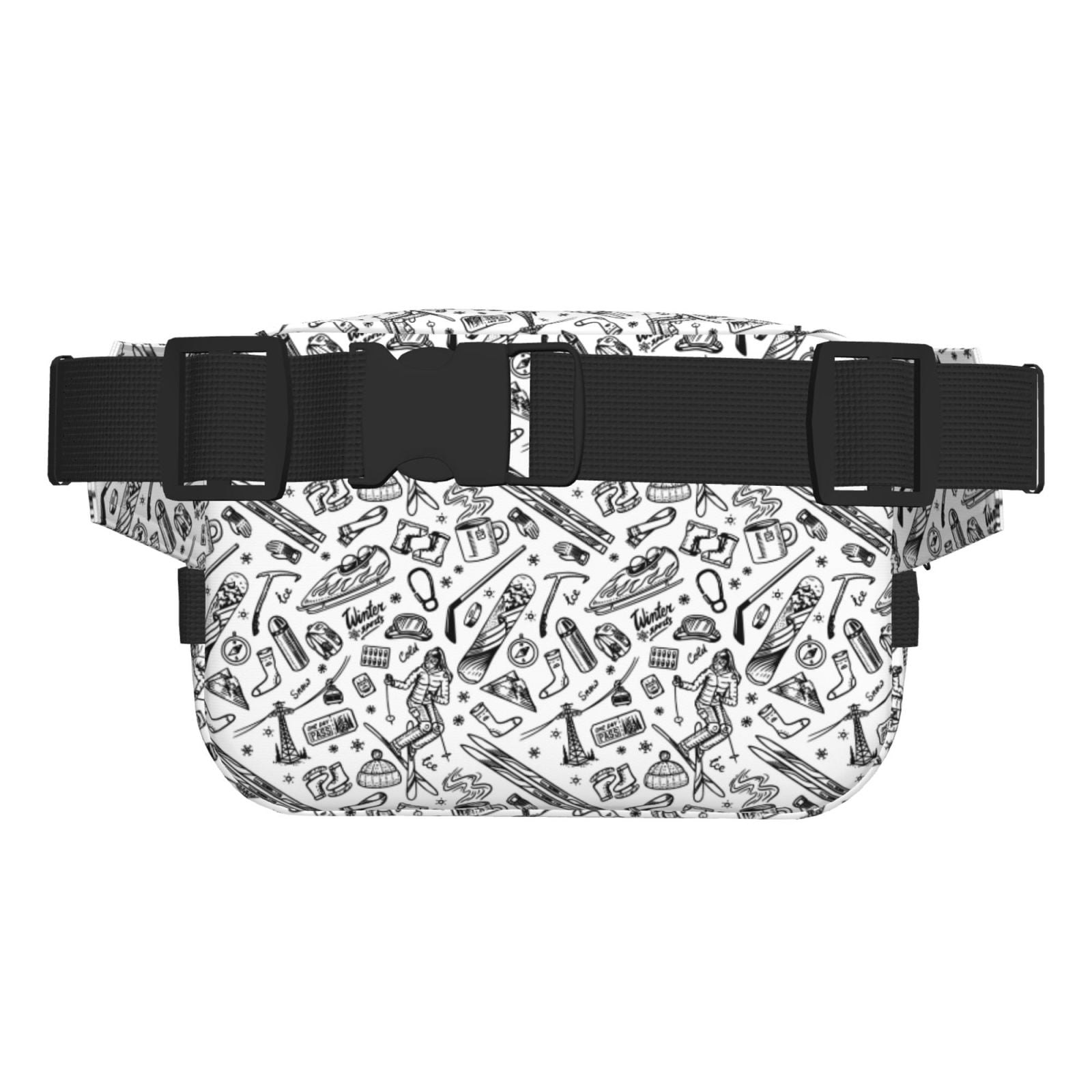 Picia winter Ski Element Print Square Double-Layer Waist Bag Mini Adjustable Waist Belt Bag Exercise Running Travel Hiking