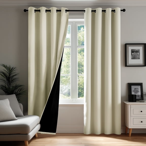 ZOPZO Thermal Blackout Curtains, Dark Beige, 52W x 84L Inch, Noise Reducing Grommet Top Drapes for Home Window, Bedroom or Living Room, 2 Panels