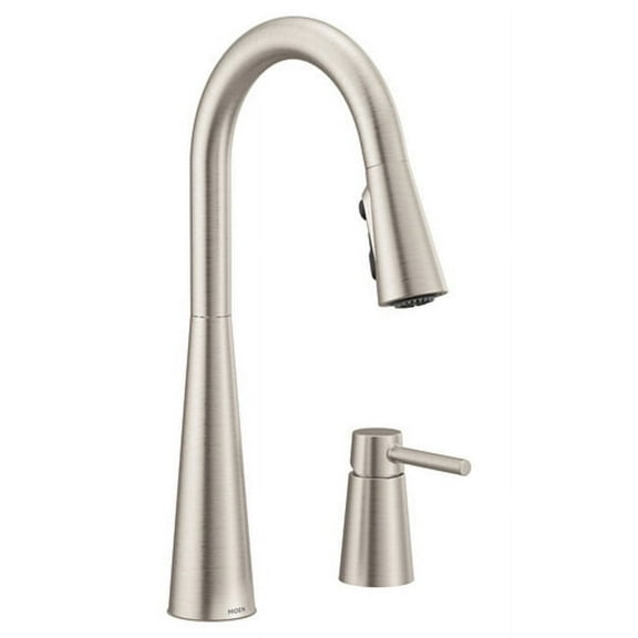 Moen 7871SRS Sleek Spot Resist Stainless One-Handle High Arc Kitchen Faucet with In-Deck Handle for 2-Hole Sink Setups