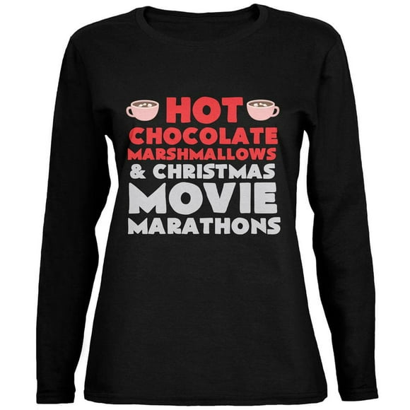 Christmas Hot Chocolate Black Womens Long Sleeve T-Shirt