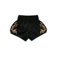 thumbnail image 3 of Hansber Kids Boys Girls Satin Boxing Shorts Metallic Letter Side Slit Sport Shorts Hot Pants with Black M, 3 of 4