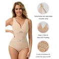 thumbnail image 5 of MANIFIQUE Shapewear for Women Tummy Control Bodysuit Faja Body Shaper Waist Trainer V Neck Body Suit with Built in Bra, 5 of 7