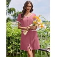 thumbnail image 5 of Ekouaer Nightgowns for Women Bamboo Viscose Button Down Sleep Shirts Short Sleeve Nightshirts House Dress with Pockets, 5 of 6