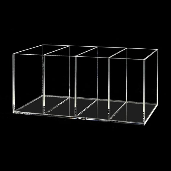 Clear Acrylic Pen Holder with 4 Compartments - Multi-Purpose Pencil Holder and Makeup Brush Organizer for Desk, Vanity and Office Supply Storage