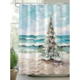 thumbnail image 3 of Coastal Christmas Tree Bathroom Curtain 72 Inch Shower Curtain with Hooks, Modern Oil Painting Beach Xmas Tree Waterproof Polyester Bath Curtain Washable Bathtub Curtain 60''x 72'', 3 of 6