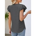 thumbnail image 2 of PRETTYGARDEN Women's Summer Basic Tops Trendy Casual Ruffle Short Sleeve V Neck Plain T Shirts Blouses, 2 of 8