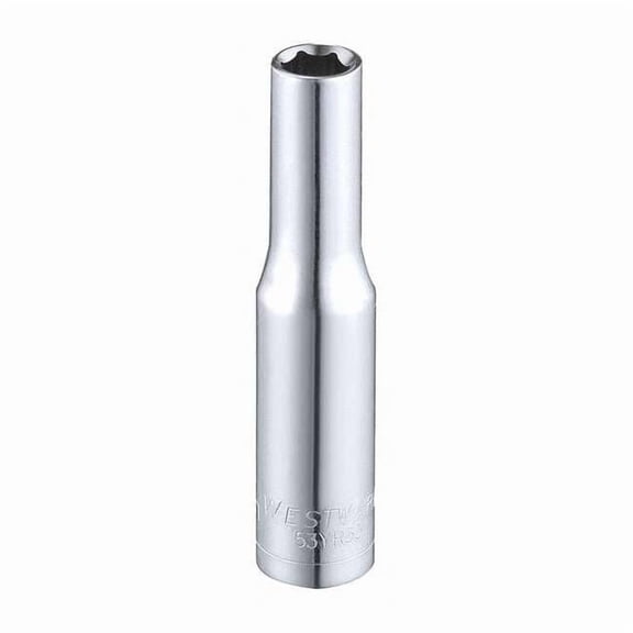 1/4 in Drive, 5.5mm Hex Metric, Socket, 6 Points, Steel, Chrome, 5.5 mm 53YR33