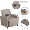 thumbnail image 2 of Gray Leather Guest Chair with Tablet Arm, Front Wheel Casters and Cup Holder, 2 of 9