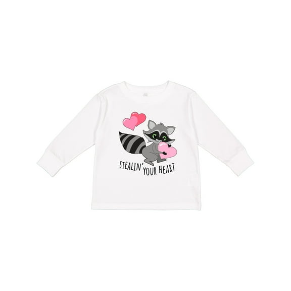 Inktastic Stealin' Your Heart Cute Raccoon Boys or Girls Long Sleeve Toddler T-Shirt