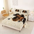 thumbnail image 2 of Castle Fairy Cute Black Girl King Sheets 4pcs,Vintage Leopard Pattern Bedding,Beige Brown,1 Fitted Sheet, 1 Flat Sheet and 2 Pillowcases, 2 of 6