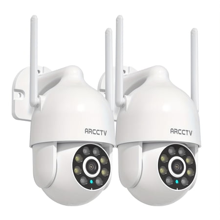 Security Camera 4 Pack with Active Tracking, 2-Way Audio, Sound & Light Alarm, 360° View, 2.4/5GHz WiFi, Alexa Compatible