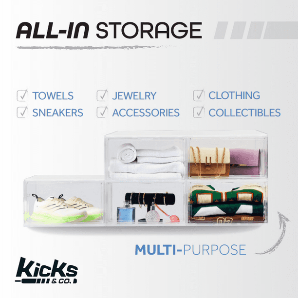 Kicks & Co XL Shoe Storage Clear Plastic Stackable Shoe Box with