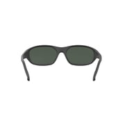 Ray-Ban Daddy-O Sunglasses, Retro Rectangle Eyeglasses with Case, Rubber Black/Dark Green, Size 59