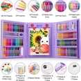 thumbnail image 2 of Art Supplies, 240-Piece Drawing Art Kit, Gifts Art Set Case with Double Sided Trifold Easel, Includes Sketch Pads, Oil Pastels, Crayons, Colored Pencils, Watercolor Cakes, Stickers (Purple), 2 of 7