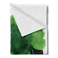 thumbnail image 2 of Hair Salon Soft Flannel Fleece Throw Blanket, Silhouette of a Young Lady with Tree Bushes Watercolor Hair, Cozy Plush for Indoor and Outdoor Use, 50" x 60", Fern Green Lime Green, by Ambesonne, 2 of 5