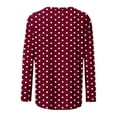 thumbnail image 4 of Dolkfu Pull-on Going Out Tops Long Sleeve Red Crew Neck French Chic Blouses & Tops Polka Dot Patchwork Retro Vintage Wine,Xl, 4 of 6