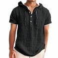 thumbnail image 2 of Yiaimeir ‌Men's Hooded Hemp T-shirt Thin Loose Fit Summer Casual Short Sleeve‌, 2 of 5