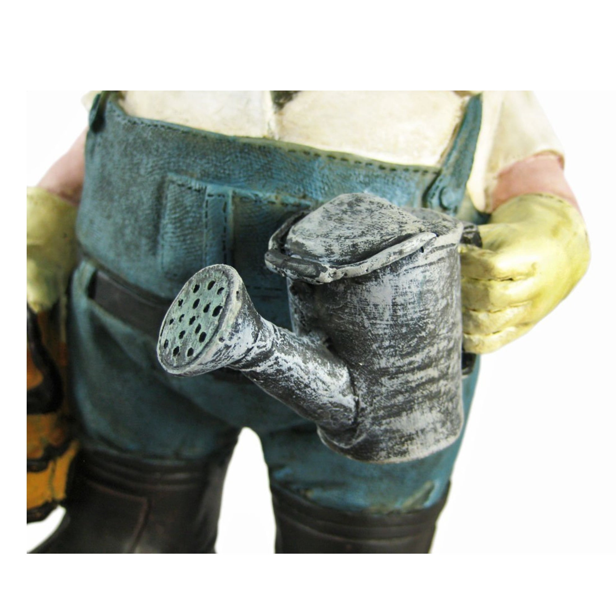Homestyles Gardener Gnome Holding a Watering Can and Garden Tool Bag Outdoor Garden Statue 8.5"H