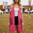 thumbnail image 2 of Gunia Womens Red Tank Top Long Vest With Fringe Shawl Wrap Asymmetrical Hem Sleeveless Open Front Cardigan Coat Lightweight Layering Tank Tops Women Camisole, 2 of 4