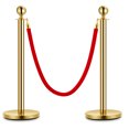 thumbnail image 1 of Towallmark Gold Stanchion Posts with Red Suede Rope – Luxury Crowd Control Barriers for VIP Events, Museums, Hotels & Red Carpet Entrances  – 2-Pack | 1 Soft Rope, 1 of 5