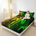 thumbnail image 4 of jejeloiu Gaming Bed Sheets,Neon Gamepad King Sheets,Yellow Green Lightsaber Sheet Set For Boy,Microfiber Room Decor,4-Piece, 4 of 7