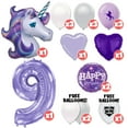 thumbnail image 2 of 18pc Enchanted Lilac Unicorn Balloons Bouquet Kit with 42” Lilac Purple Number 9 Foil Balloon - 9th Birthday Party Decor Decoration Supplies, 2 of 9