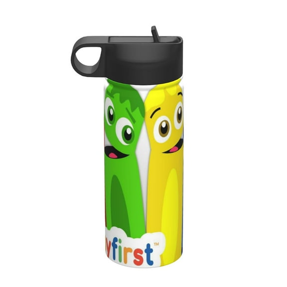 Babyfirst Color Crew Kids Insulated Water Bottle With Straw - 18 Oz Stainless Steel Double Wall Vacuum Cup, Leakproof, Bpa Free, Suitable For Boys And Girls