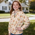 thumbnail image 3 of Uorisanigo Girls Half Zip Collar Sweatshirts Soft School Half Zipper Crop Tops Oversized Floral Capybara Long Sleeve Cropped Pullover Hoodies Fit Vacation Shopping Exercise Wear, 3 of 7