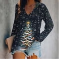 thumbnail image 5 of Christmas Shirts for Women Long Sleeve V Neck Pullover Holiday Blouses Party Ready Comfort Fit Seasonal Print Going Out Tops, 5 of 5