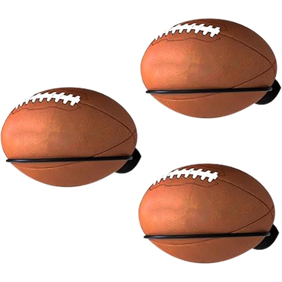 Football Wall Mount, 3 Pack Football Holders for Display, Metal Football Holder for Room Decor, Garage, Bedroom, Home Gym, Sports Room Organization, Man Cave